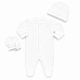 WHITE NEWBORN ROMPER BABY SET