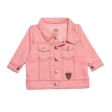 LYCRA KNITED DENIM PEACH JACKET SET