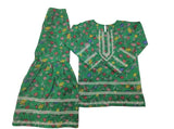 GREEN PRINTED KURTI & GHARARA