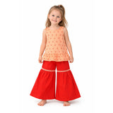 PEACH PRINTED KURTI & GHARARA