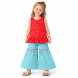 RED PRINTED KURTI & GHARARA