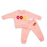 WINTER FLOWER PEACH SWEAT SET