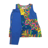 BLUE MULTICOLOR PRINTED KURTI & PAJAMA