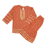ORANGE PRINTED KURTI & GHARARA