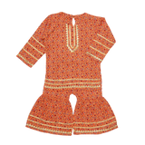 ORANGE PRINTED KURTI & GHARARA