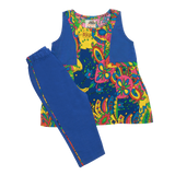 BLUE MULTICOLOR PRINTED KURTI & PAJAMA