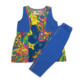 BLUE MULTICOLOR PRINTED KURTI & PAJAMA