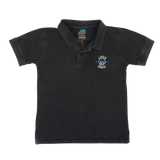 BLACK FADED DENIM LOOK POLO