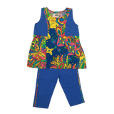 BLUE MULTICOLOR PRINTED KURTI & PAJAMA