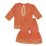 ORANGE PRINTED KURTI & GHARARA
