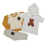 Bear Face hooded 3-pc set (Lemon Curry)