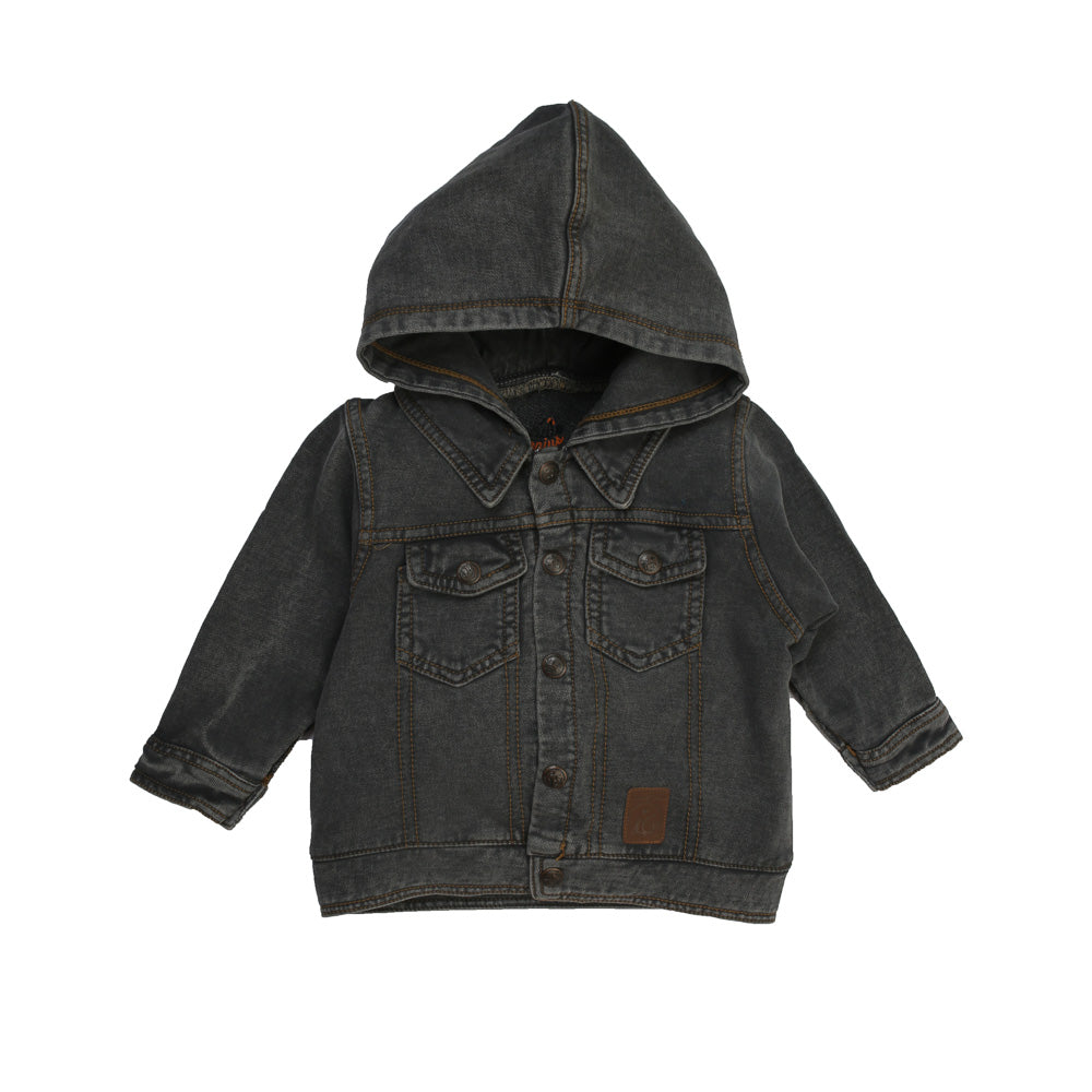 KNITED DENIM HOOD JACKET LIGHT BLACK