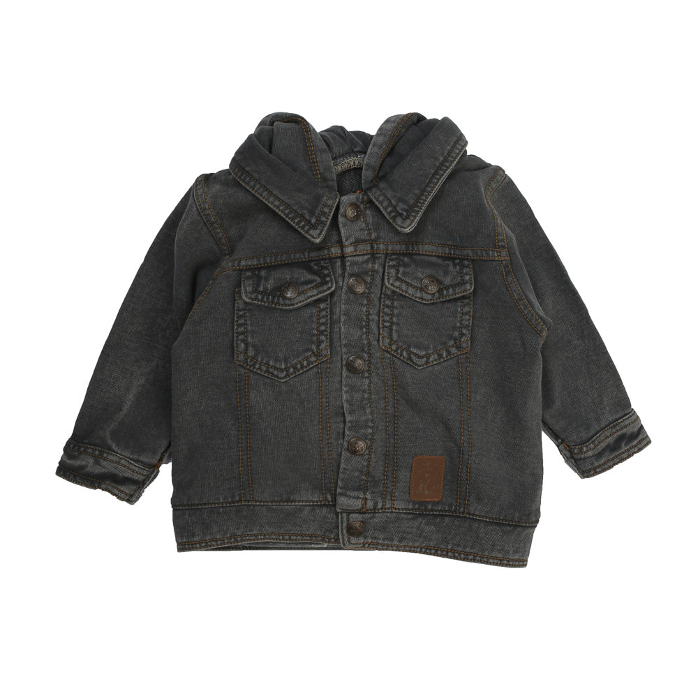 KNITED DENIM HOOD JACKET LIGHT BLACK