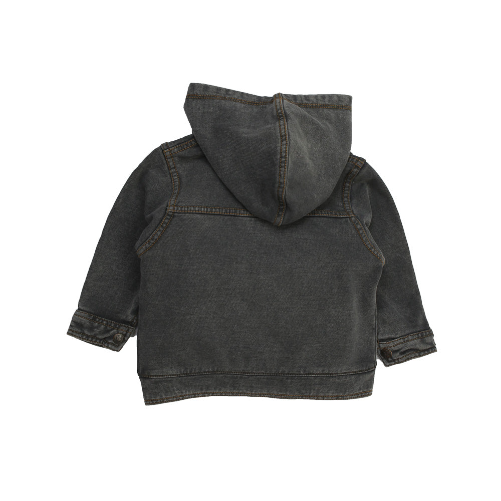 KNITED DENIM HOOD JACKET LIGHT BLACK