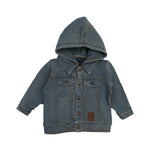 KNITED DENIM HOOD JACKET STONE BLUE