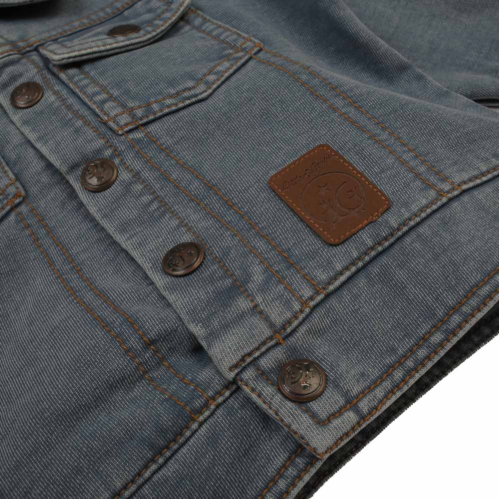 KNITED DENIM HOOD JACKET STONE BLUE