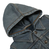 KNITED DENIM HOOD JACKET STONE BLUE