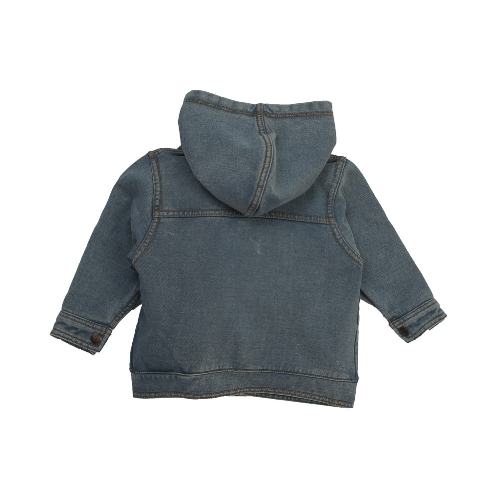 KNITED DENIM HOOD JACKET STONE BLUE