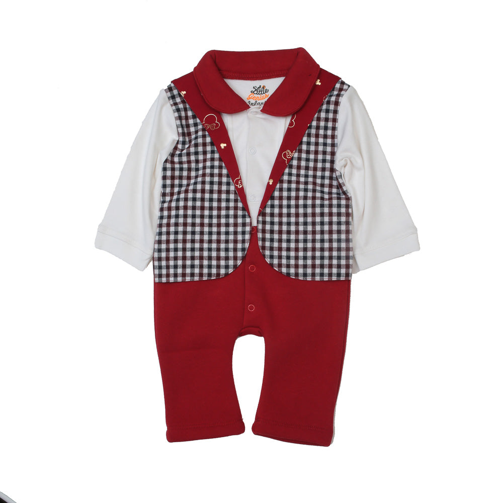 BABY BOY CHECK SUIT FULL ROMPER