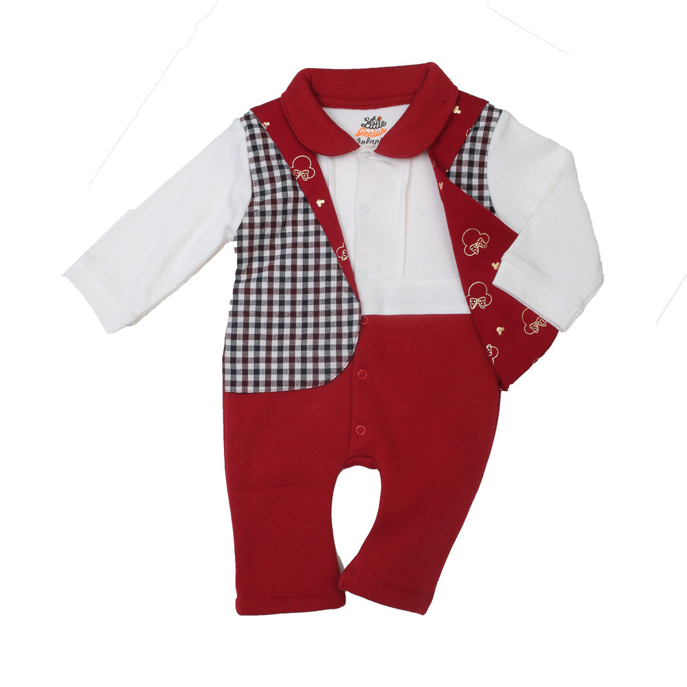 BABY BOY CHECK SUIT FULL ROMPER