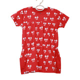 RED Aop Bow Frock