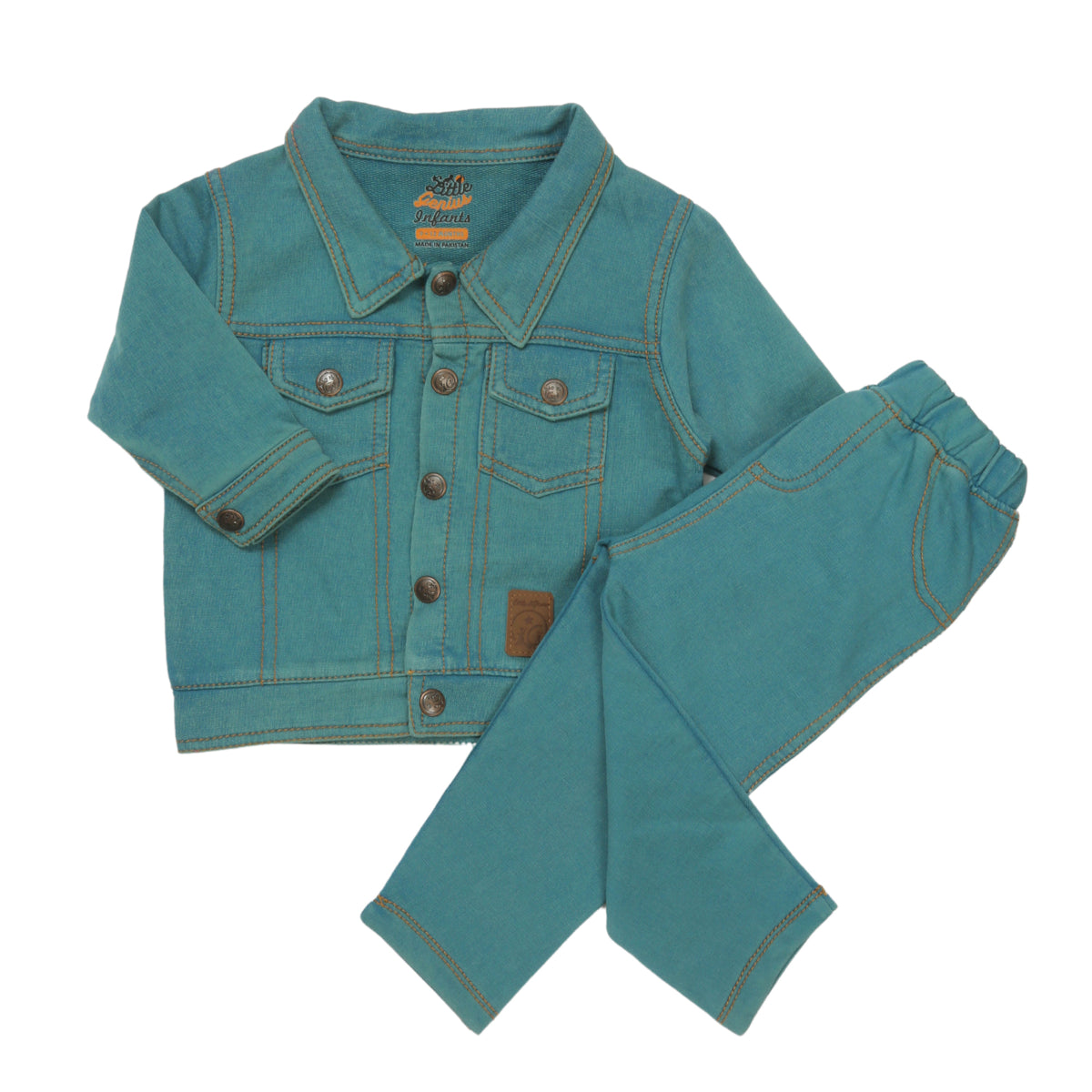 JACKET SET KNITED DENIM SEA PORT