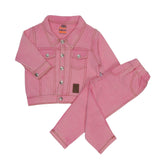 JACKET SET KNITED DINIM CANDY PINK