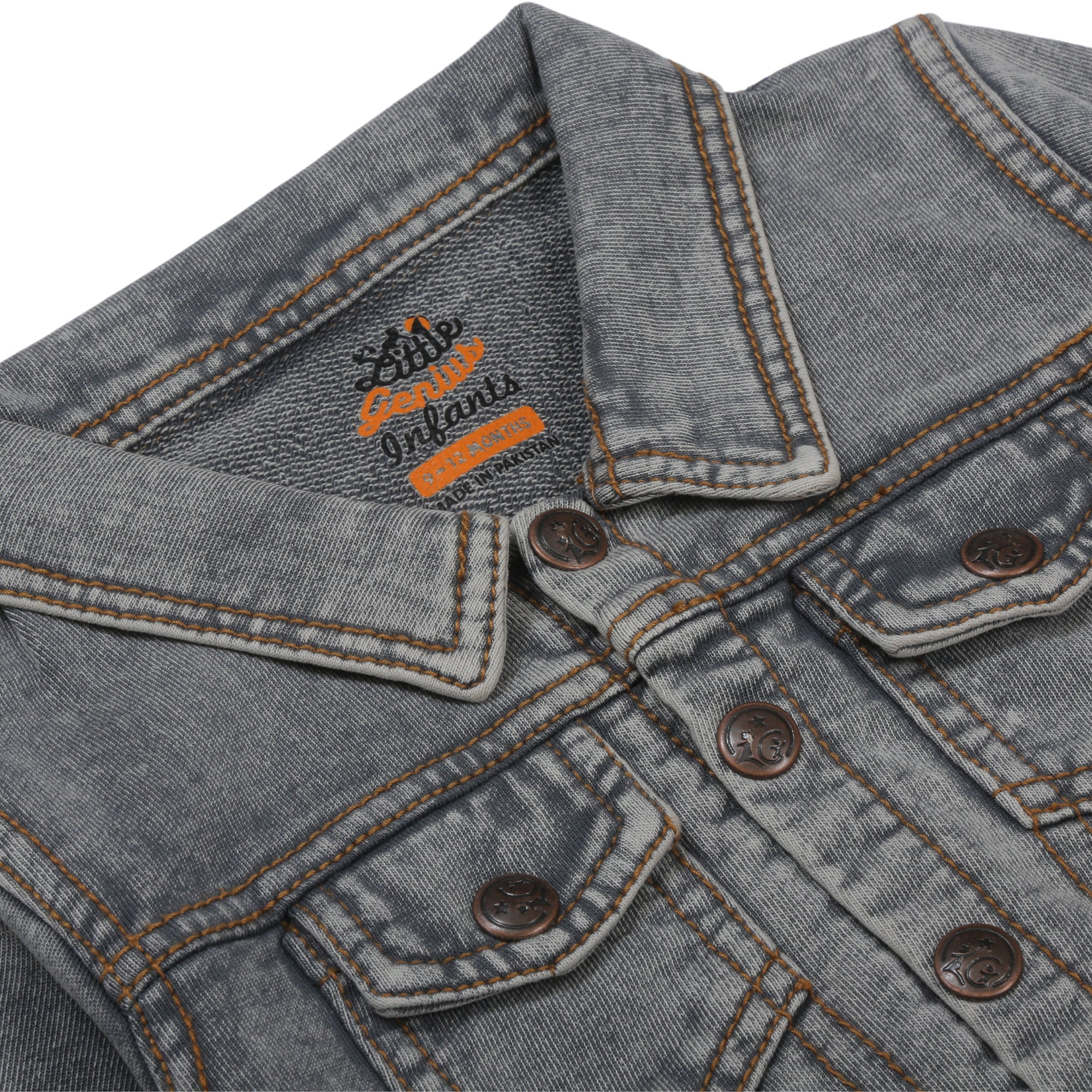 KNITED DENIM JACKET CHARCOL