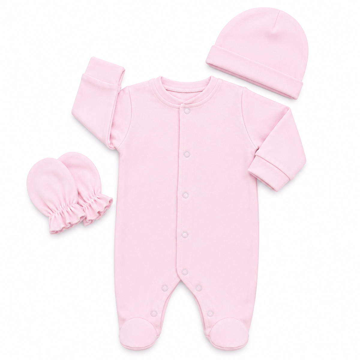 L. PINK NEWBORN ROMPER BABY SET
