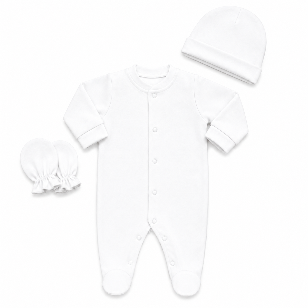 WHITE NEWBORN ROMPER BABY SET