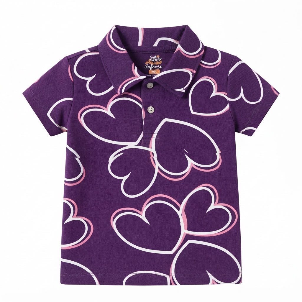 GIRLS' HEART PRINT POLO