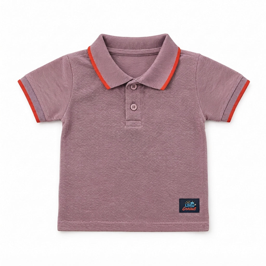 D. PURPLE KNITTED DENIM LOOK POLO