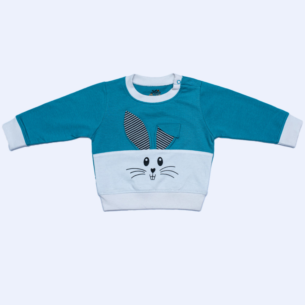 WINTER TEAL BUNNY SWEATSHIRT