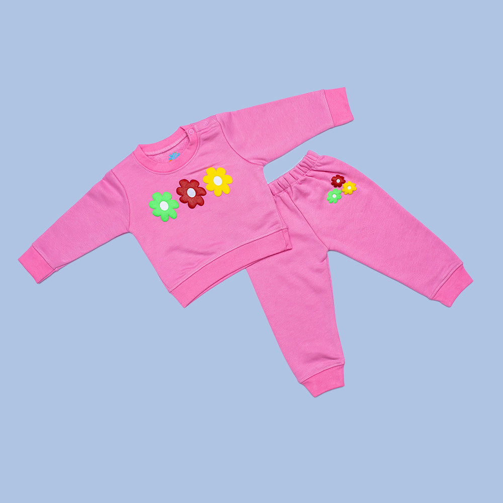 WINTER FLOWER PINK SWEAT SET