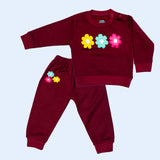 WINTER FLOWER MAROON SWEAT SET