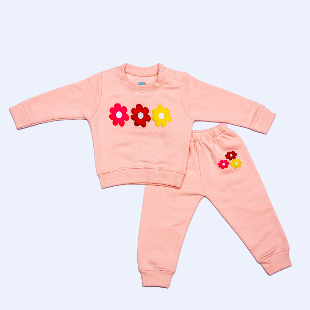 WINTER FLOWER PEACH SWEAT SET