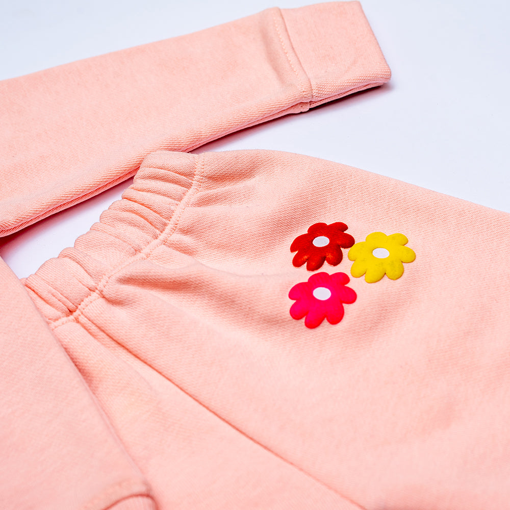 WINTER FLOWER PEACH SWEAT SET