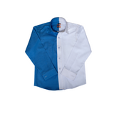 WHITE AND BLUE LONG SLV SHIRT