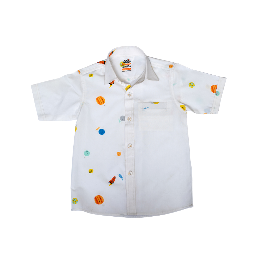 WHITE AOP FASHION S.SLV SHIRT