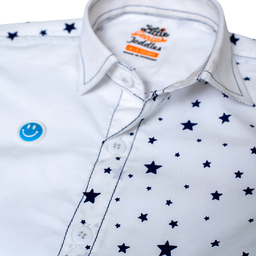 NAVY STAR AOP WHITE  S.SLV SHIRT