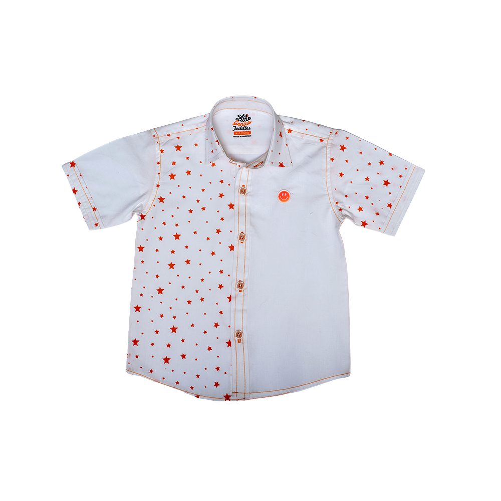 ORANGE STAR AOP WHITE  S.SLV SHIRT