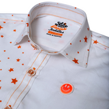 ORANGE STAR AOP WHITE  S.SLV SHIRT