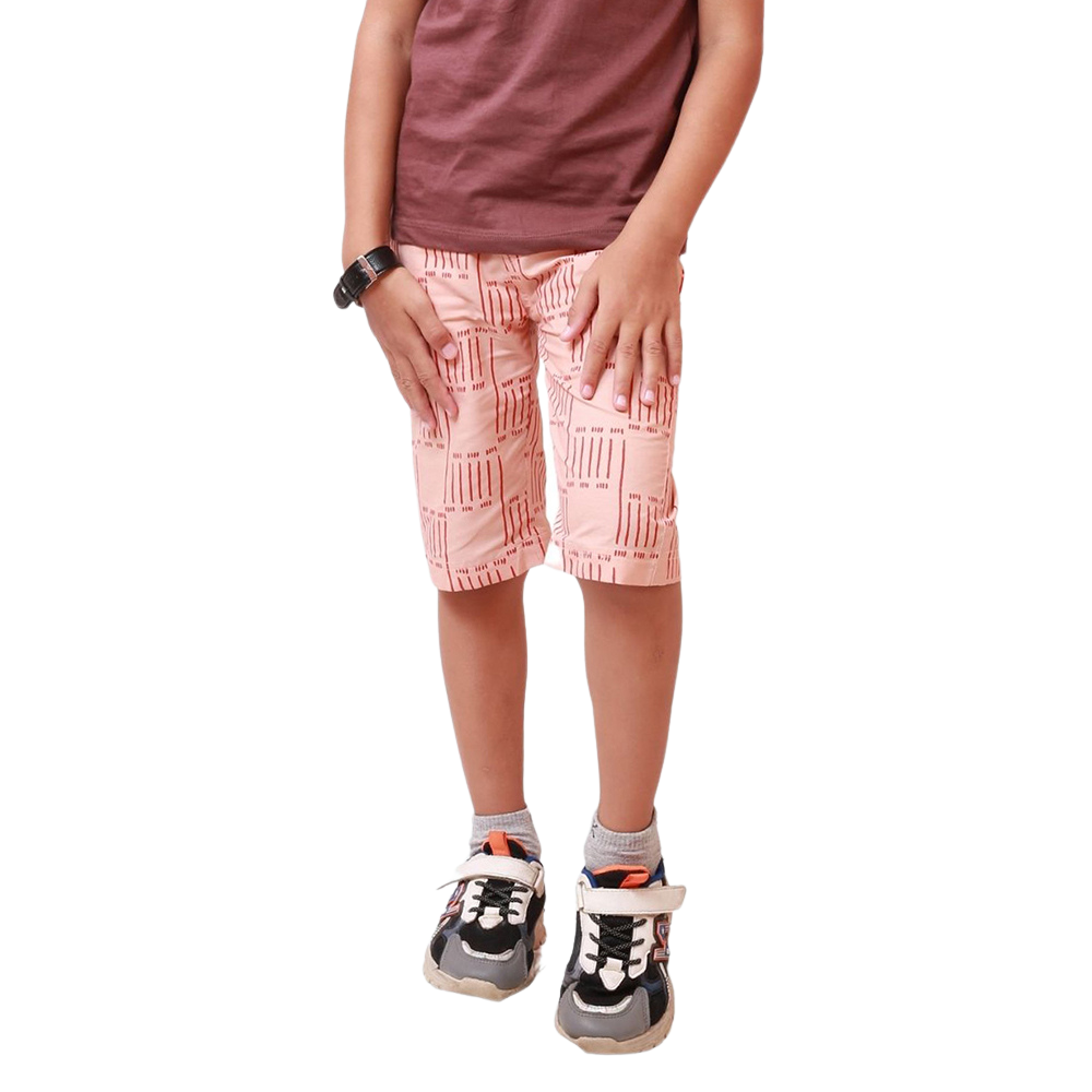 WOVEN ORANGE PRINTED  SHORTS