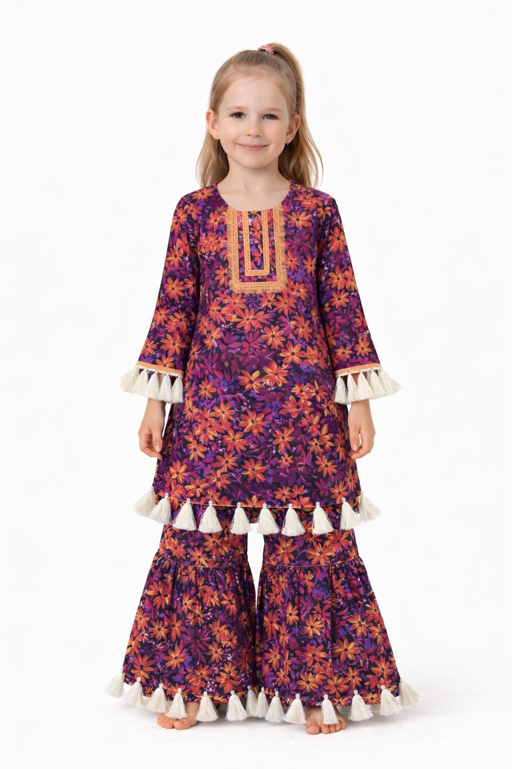 Multi Color Floral printed Standarad Kurti and Gharara