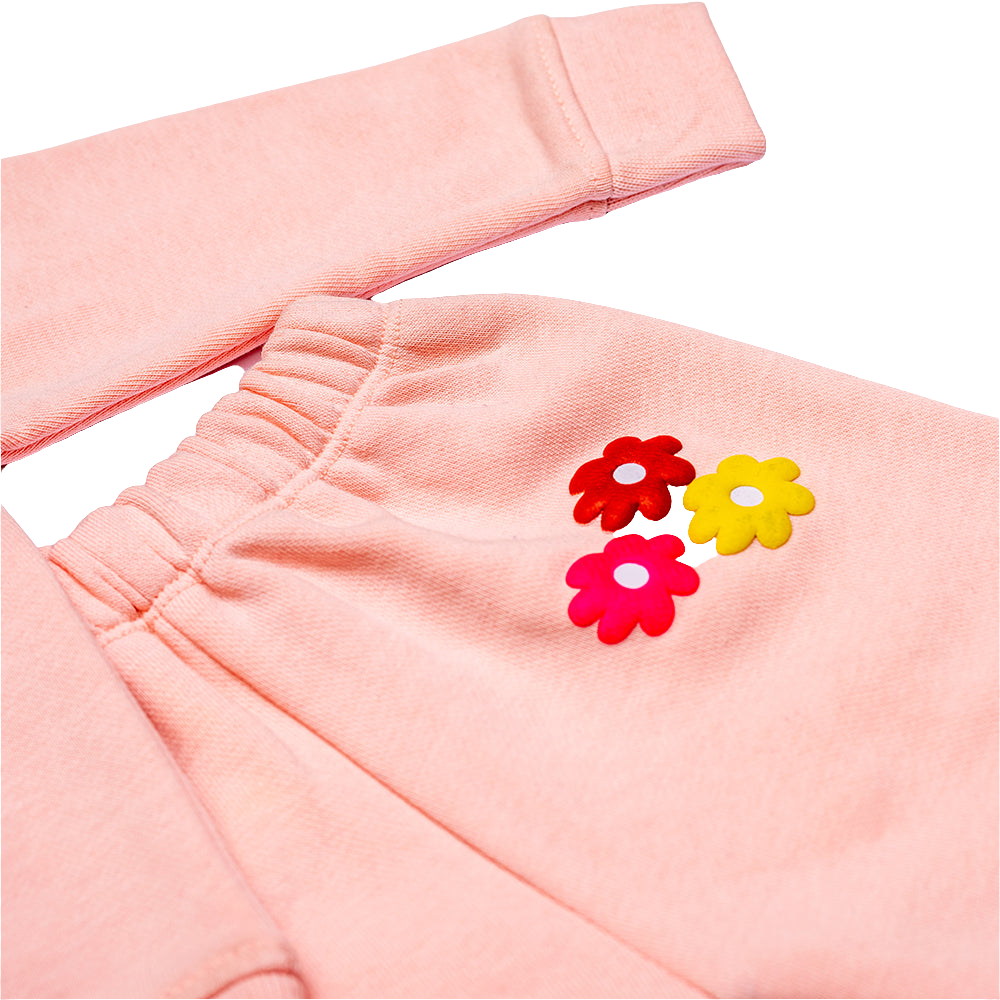 WINTER FLOWER PEACH SWEAT SET
