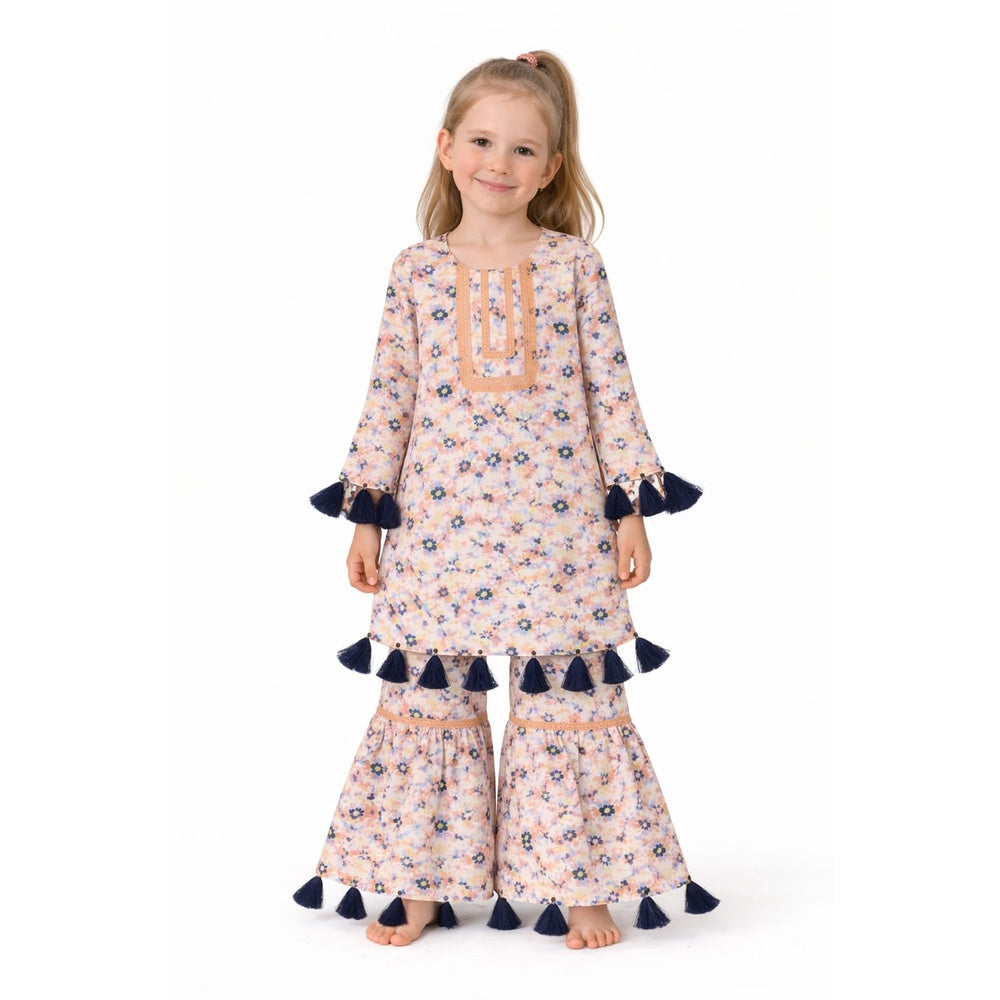 Multi Color Floral printed Standarad Kurti and Gharara