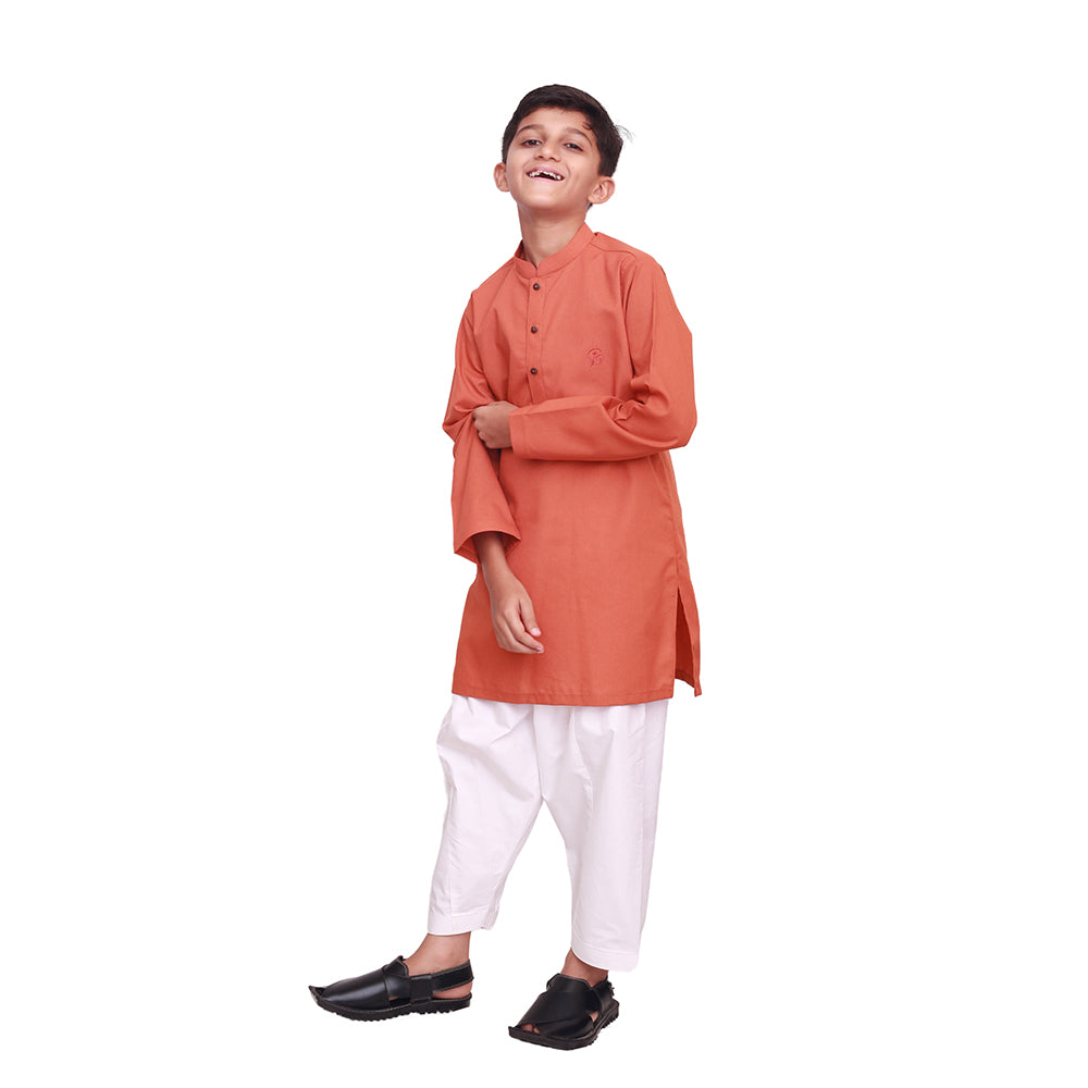 RUST  EMBROIDED KURTA SHALWAR