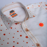 ORANGE STAR AOP WHITE  S.SLV SHIRT