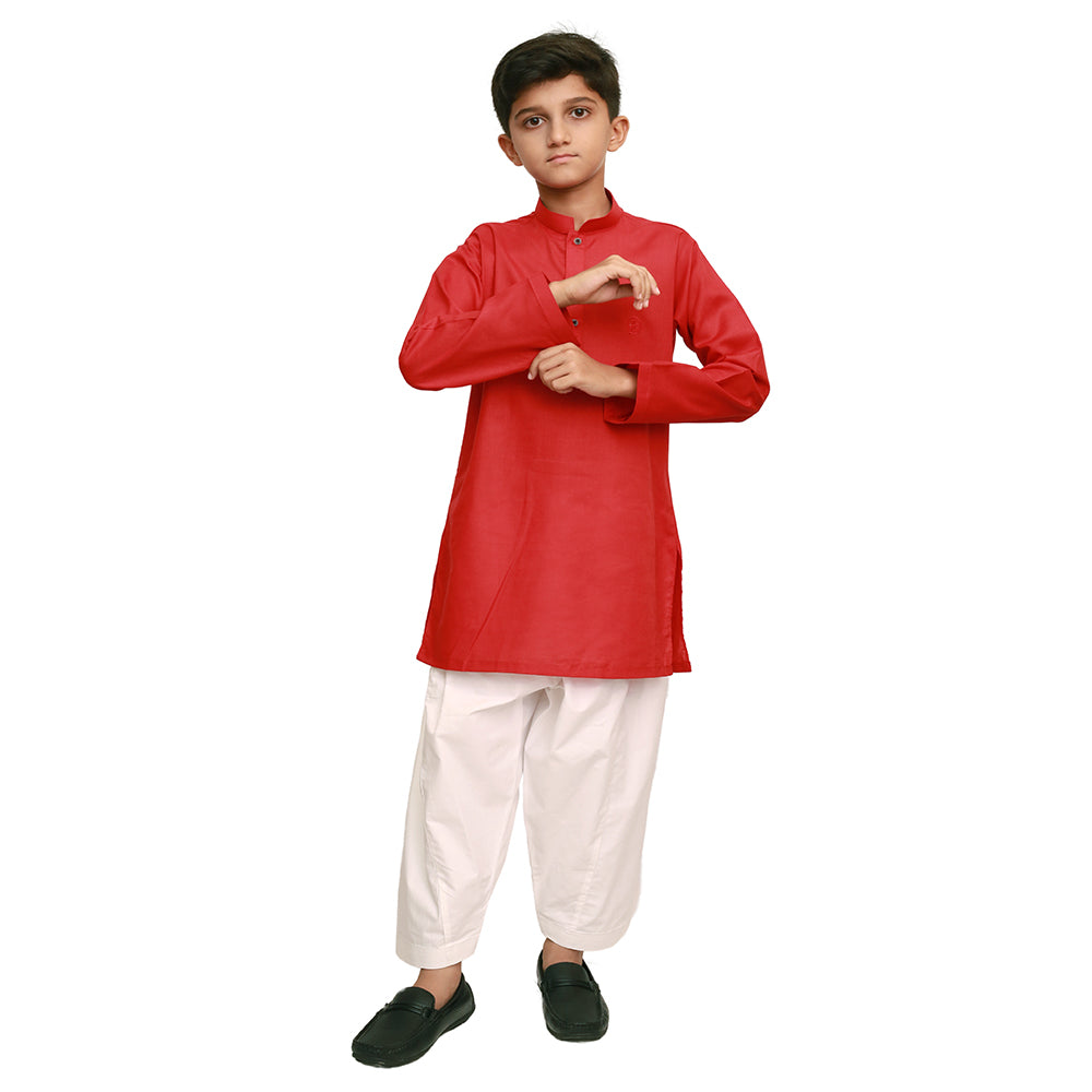 RED EMBROIDED KURTA SHALWAR