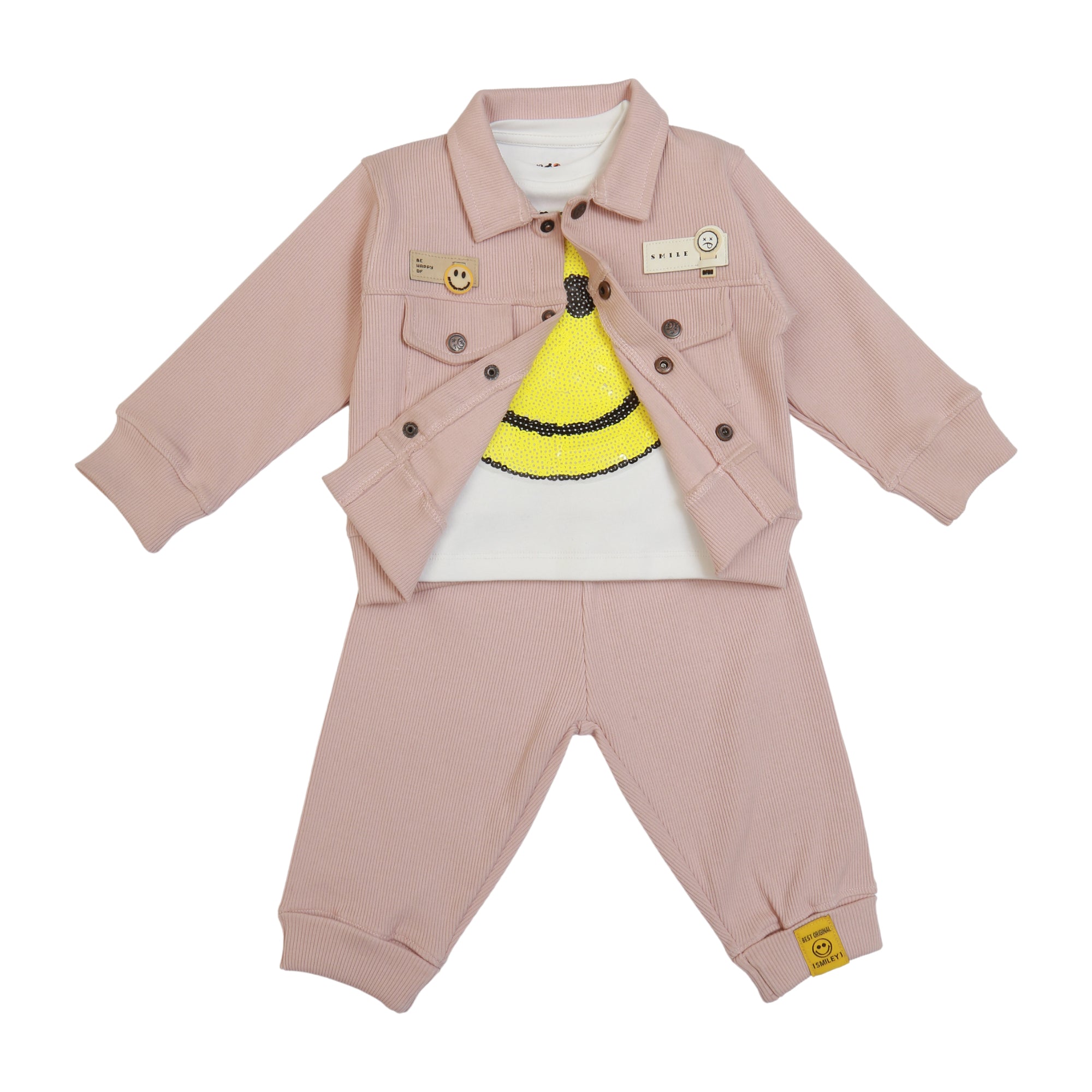 Smiley Face 3-pc set (Lt.brown)